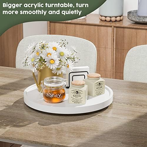 White Lazy Susan for Table, 12 Inch Non-Skid Bamboo Turntable Organizer - Image 3