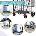 Folding Shopping Cart for Groceries,360 lbs Capacity Grocery Cart with - Image 4