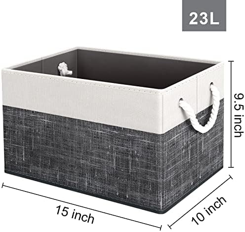 Fab totes Storage Bins 4-Pack, Foldable Storage Baskets for Organizing Toys, Books, Shelves, Closet, Large Storage Box with Rope Handles, Sturdy Organizer Bins, White & Black - Image 2