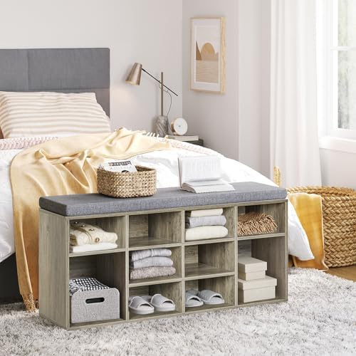 DINZI LVJ Shoe Storage Bench with Cushion, 40.9" Cubby Shoe Rack, 12-Cubby - Image 5
