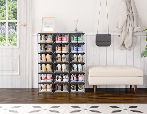 SIMPDIY Clear Shoe Storage Boxes, Stackable Shoe Organizer for Closet | 12 Pack, Magnetic Door, Aromatherapy Stick, for Size 10, Plastic, Shoe Rack for Closet, Entryways, Under-bed Storage - Image 7