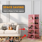 SpaceAid 5 Tier Rotating Shoe Rack Tower, Spinning Shoe Display Lazy Susan, Revolving 360 Shoe Rack Storage Round Carousel, Vertical Handbag Rotate Shoes Closet Organization (5-Tier Pink) - Image 3