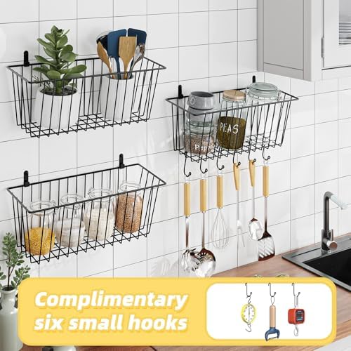 Simple Trending 6 Pack Wire Basket Wall Mount Hanging Baskets - Image 4