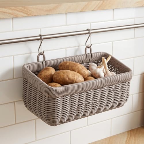 Wall Baskets, Hanging Wicker Baskets for Kitchen Bathroom Garage Porch Door Decor and Organizing (Gray, M+L) - Image 2