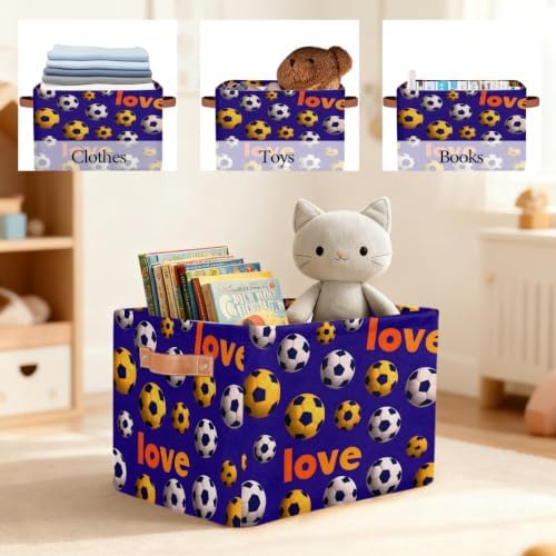 Soccer Storage Basket Toy Storage Bins Collapsible Cube Organizer - Image 7