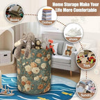 Vintage Rose Flower Laundry Hamper,Retro Floral Collapsible Laundry Baskets Waterproof Oxford Cloth With Handles,Clothes Storage Bucket Toy Organizer For Bathroom/Nursery/Bedroom 16" x 20.8" - Image 3