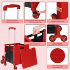FELICON SELORSS Folding Utility Climber Cart Portable Rolling Crate-Red - Image 2
