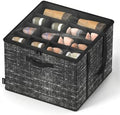 SONGMICS Shoe Organizer for Closet, Fabric Bins, Fits up to 16 Pairs | Shoe Storage Box with Clear Lid, Storage Compartments with Reinforced Handles, Ink Black, TINA Collection ULSP601B01 by Unknown