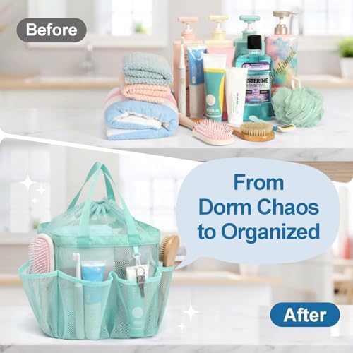 Mesh Shower Caddy Portable with Drawstring - 2-Handle Shower Bag for Dorm - Image 5