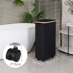 iEGrow 75L Slim Laundry Hamper with Wheels,Clothes Hamper for Laundry,Laundry Basket with Lid & Inner Bag,for Laundry Room, Bedroom, Dormitory Organization,Black - Image 2