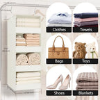 GRANNY SAYS 4-Shelf Hanging Closet Organizer, Foldable Storage, Beige | 44 lb Capacity, No-Sag Support, Keeps Clothes Neat, Folds Flat, Fits RV, Dorm & Small Closets - Image 6