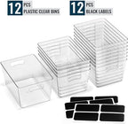 12 PACK LARGE Sturdy Clear Storage Bins, Plastic Home Pantry Organizer Bins - Image 3