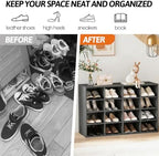 Garden 4 you Shoe Storage Bench, Cubby Shoe Rack with 16 Cubbies, 4-Tier Wood Shoe Rack Organizer, Shoe Organizer Cabinet for Entryway, Hallway, Closet and Garage, Black - Image 6