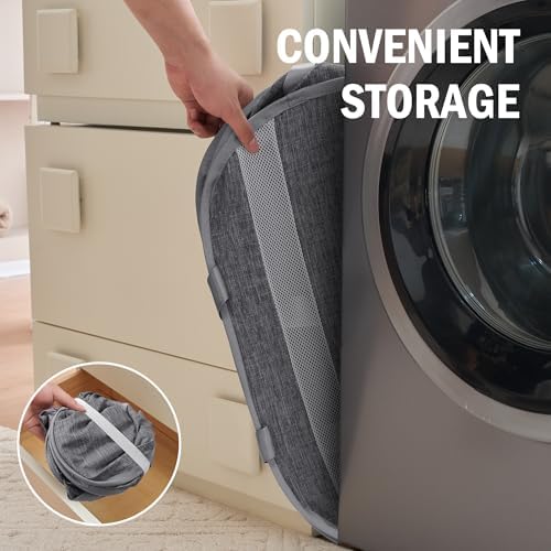 Collapsible Tear Proof Laundry Baskets with Dual Handles, Grey - Image 7