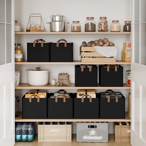 StorageWorks Fabric Storage Bins, Linen Closet Organizers, Black, 2-Pack - Image 3