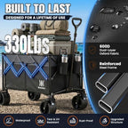 Navatiee 330Lbs Collapsible Folding Wagon, Beach Wagon Cart Heavy Duty Foldable with Big Wheels, Utility Grocery Wagon with 165L Large Capacity for Camping Garden Sports, Black - Image 4