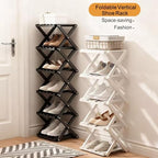 Vertical Small Shoe Rack White, 4 Tier Portable Folding Shoe Storage Rack, Without Installation Free Standing Shoe Rack for Corridors, Bedrooms Living Room Corner and Small Spaces - Image 3