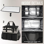 SCAVATA Rolling Cleaning Caddy Bag with Detachable Trolley, Large Cleaning Supplies Organizer with Wheels, Multi-Pocket Cleaning Cart with Adjustable Shoulder Strap for Housekeepers (CreamWhite) - Image 4