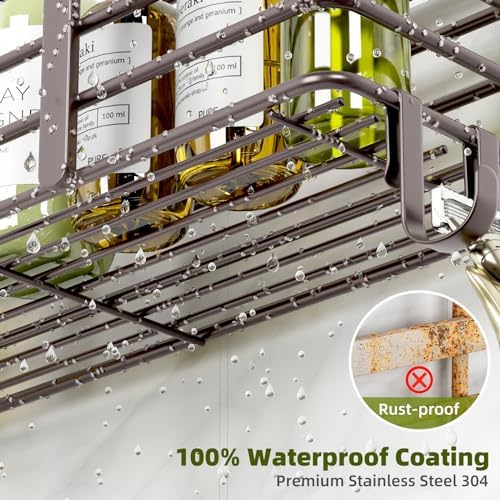 Yougai Shower Organizer with Soap Holder and Hooks, (Brown) - Image 4