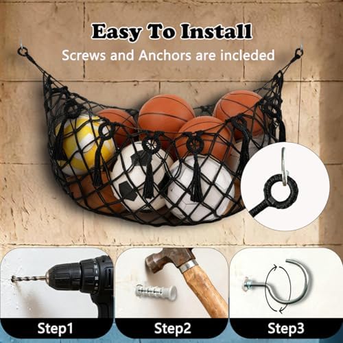 Sports Ball Storage Net，Sport Equipment Storage Hanging Hammock，Organizer Net for Basketball,Volleyball,Football - Image 7