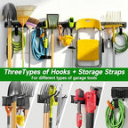 Garage Wall Organizer, 96 in Garden Tool Organizer with 12 Adjustable Hooks - Image 5