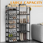 CSXGBAB 9-Tier Shoe Rack Organizer, Tall Garage Shoe Rack, Boot Rack, Black - Image 6