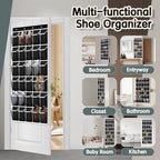 Over the Door Shoe Organizer with 30 Breathable Mesh Pockets (2PC-Black) - Image 5