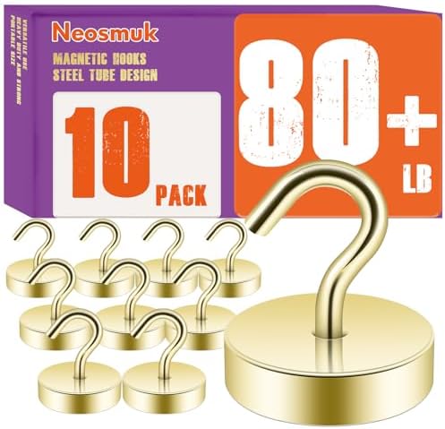 Neosmuk Magnetic Hooks Steel Tube Design for Cruise,80lb+ Gold,10 Pack by Neosmuk