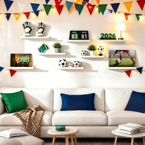 upsimples Floating Shelves for Wall, Wall Shelves for Decor Storage Set of 6, Wall Mounted Wood Shelf for Bedroom, Living Room, Bathroom, Kitchen, Picture Ledge Shelf, White (Pack of 2) - Image 2