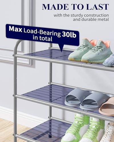 Kitsure Shoe Rack - Stainless Steel Shoe Organizer, Sturdy Shoe Rack for Closet and Front Door Entrance, Free Standing Shoe Shelf, Closet Organizers and Storage, 25.6" Wide - 3 Tier, Grey | Sturdy Shoe Rack for Closet and Entryway, Free Standing Shoe S... - Image 3