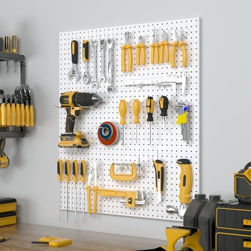 Spampur Peg Board, 6 Pack Metal Pegboard Panels with 50 Hooks - Image 2