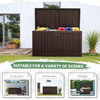 Greesum 230 Gallon HDPE Outdoor Storage Box with Removable Dividers, Weatherproof Oversized Deck Box for Patio, Garage, Garden, Brown - Image 6