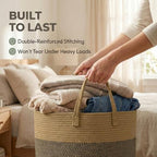 JMvicyroam 115L Extra Large Machine Washable Cotton Rope Blanket Basket - Image 6