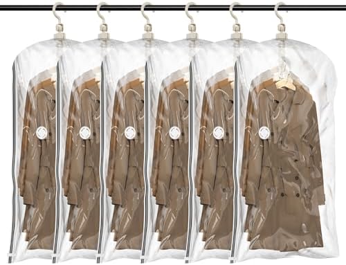 TAILI Hanging Vacuum Storage Bags Clothes, Coats, Jackets,6 Short by TAILI