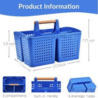 Portable Shower Caddy Basket with 3 Compartments and Handle, Deep Blue - Image 4
