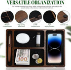 MultiBey Acacia Wood Valet Tray for Men Women, Nightstand Desk Organizer - Image 4