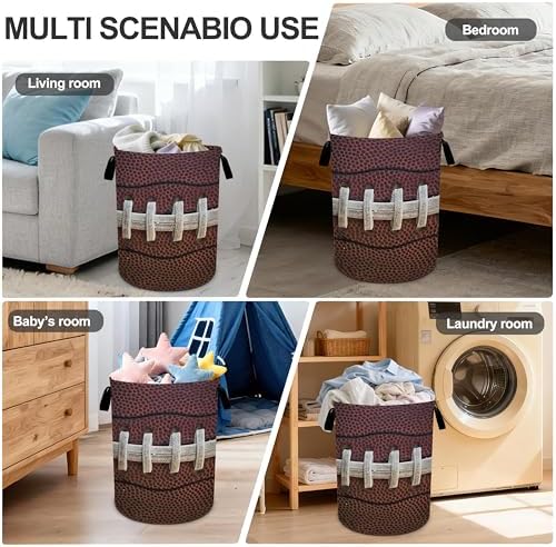 Football Laundry Basket Storage Bin Foldable Laundry Hamper Clothes Storage Bucket Organizer 19.6x15.7 Inch For Laundry Room/Bedroom/Bathroom - Image 6