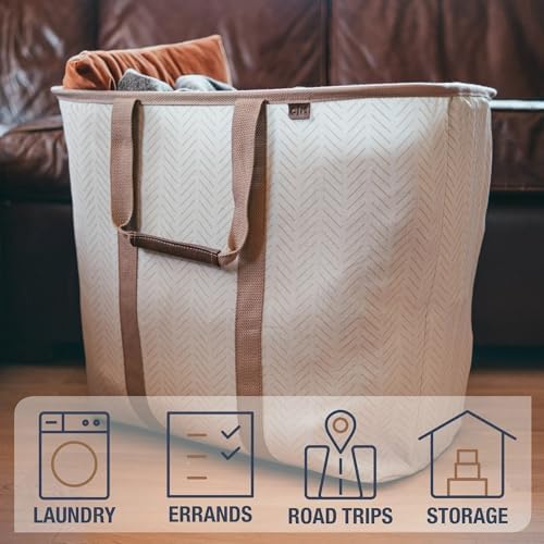 CleverMade Collapsible Laundry Caddy LUXE, 64L Pop-Up Hamper, 2 Pack, Navy - Image 4