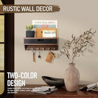 Rebee Vision Pine Wood Key Holder Wall Mount Home Decor, Brown & Black - Image 2