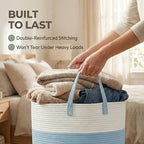 JMvicyroam 115L Extra Large Machine Washable Cotton Rope Blanket Basket - Image 6