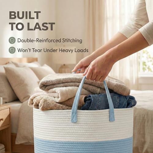 JMvicyroam 115L Extra Large Machine Washable Cotton Rope Blanket Basket - Image 6
