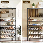 YATINEY 8 Tier Shoe Rack, Large Capacity Shoe Storage Organizer Holds 32 Pairs, Sturdy and Stable, for Entryway, Hallway, Closet, Dorm Room, Black SS08BB - Image 4