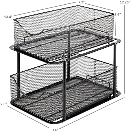 Sorbus Pull-Out Under Sink Organizer, Mesh Construction (Black, 1 Pack) - Image 3