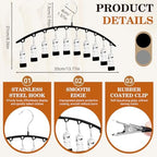 Legging Organizer for Closet, Metal Yoga Pants Hangers 2 Pack w/10 Clips Holds 20 Leggings, Space Saving, Clips Hanger for Pants, Shorts, Scarf, Hats (Black+Grey) - Image 2