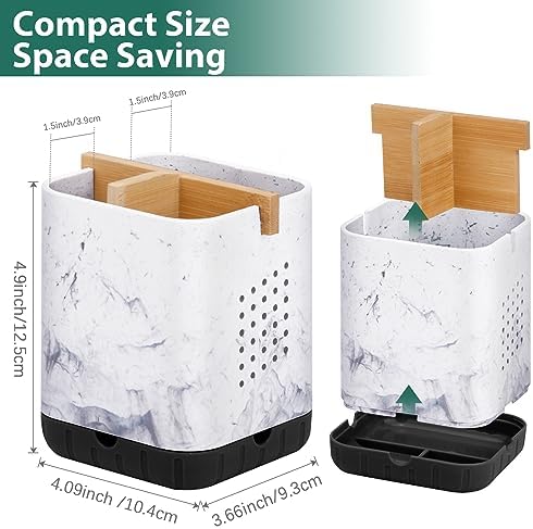 Boperzi Electric Toothbrush Holders for Bathroom Countertop, Detachable Toothbrush and Razor Holder Drainage for Shower, Kids Toothbrush and Toothpaste Holder, 3 Slots Bamboo Toothbrush Organizer - Image 6