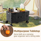 Goplus Large Foldable Utility Cart w/ 2-Tier Storage Crates, 5 Rotate Wheels, Metal Telescoping Handle, Portable Rolling Trolley Collapsible Cart for Grocery Shopping Camping & Travel - Image 2