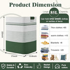 Laundry Hamper, 85L Tall Laundry Basket with Leather Handles, Rectangle Large Clothes Hamper for Organizing, Cotton Woven Laundry Baskets Storage Hampers for Bedroom, Nursery, Living Room - Image 3