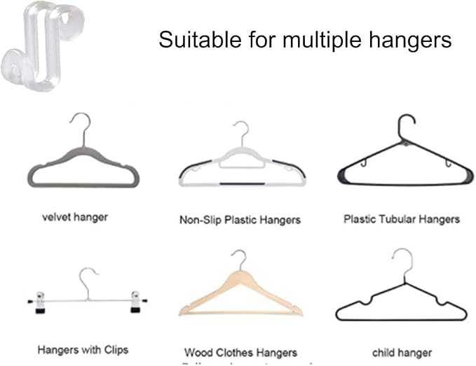 60 Pcs Clothes Hanger Connector Hooks, Mini Cascading Hanger Hooks for Velvet Huggable Hangers, Wooden Hangers, Heavy Duty Space Saving for Closet (Clear) - Image 7