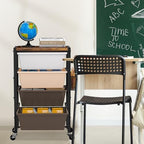 Rolling Cart with Drawers, Rolling Storage Cart with Large Plastic Drawers & Wooden Tabletop, Utility Cart with Pegboards & Basket, Storage Drawers Cart for Living Room, Classroom, Bedroom, Office - Image 6