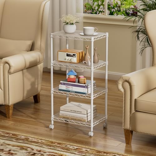SINGAYE 4 Small Wire Shelves Kitchen Pantry Close Home Organizers and Storage Bathroom Shelf Laundry Room Organization Adjustable Book Metal Garage Shelving Unit - Image 7
